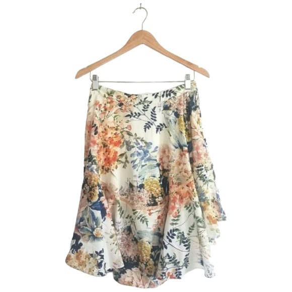 Ranna Gill Floral Blooms Jardin Asymmetrical Skirt, Size 4 - Picture 2 of 13